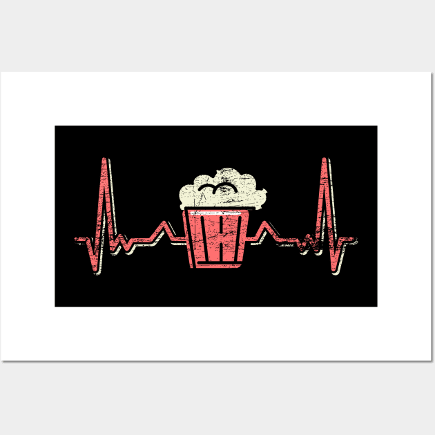 Popcorn Heartbeat Retro Watching Movies Wall Art by ShirtsShirtsndmoreShirts